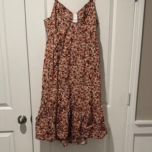 GAP Brown Floral Midi Dress